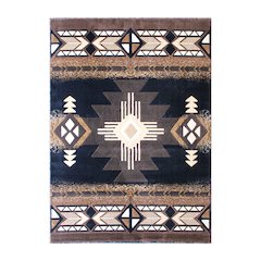 8' x 10' Black Traditional Southwestern Area Rug - Olefin Fibers