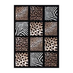 5' x 7' Area Rug with Cheetah, Leopard, Zebra and Giraffe Design Raised Squares