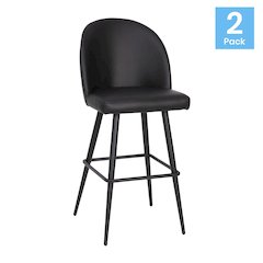30" High Back Armless Barstools, Black LeatherSoft-Set of 2