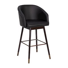 30" Mid-Back Barstoo, Black with Muted Bronze Accents