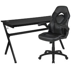 Gaming Desk and Black Racing Chair Set