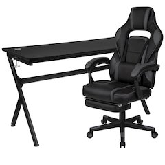 Gaming Desk/Headphone Hook/Removable Mousepad Top & Black Back/Arms Gaming Chair