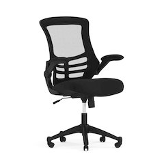 Mid-Back Black Mesh Swivel Ergonomic Task Office Chair with Flip-Up Arms