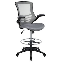 Mid-Back Dark Gray Mesh Drafting Chair with Adjustable Foot Ring