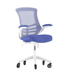 Mid-Back Blue Mesh Swivel Task Office Chair with White Frame