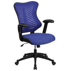 High Back Designer Blue Mesh Executive Swivel Office Chair with Adjustable Arms