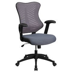 High Back Designer Gray Mesh Executive Swivel Office Chair with Adjustable Arms