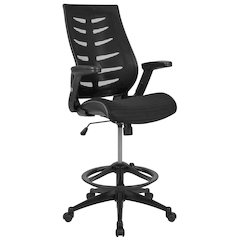 High Back Black Mesh Spine-Back Drafting Chair