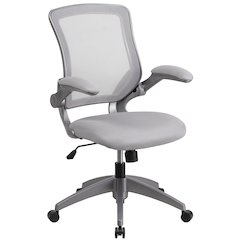Mid-Back Gray Mesh Swivel Task Office Chair with Gray Frame and Flip-Up Arms