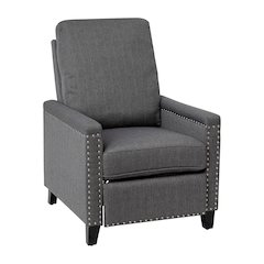 Push Back Recliner Chair - Pillow Back Recliner - Gray Fabric Upholstery
