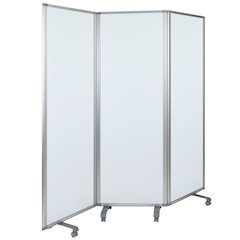 Mobile Magnetic Whiteboard Partition with Lockable Casters, 72"H x 24"W