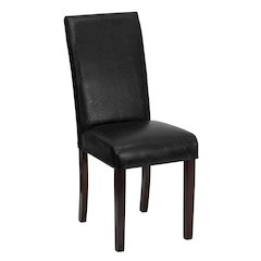 Traditional Black LeatherSoft Upholstered Panel Back Parsons Dining Chair