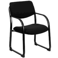 Black Fabric Executive Side Reception Chair with Sled Base