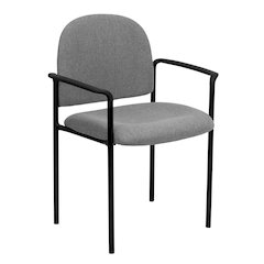 Comfort Gray Fabric Stackable Steel Side Reception Chair with Arms