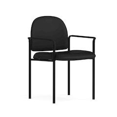 Comfort Black Vinyl Stackable Steel Side Reception Chair with Arms