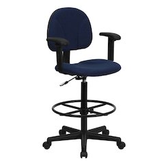 Navy Blue Fabric Drafting Chair (Cylinders: 22.5''-27''H or 26''-30.5''H)