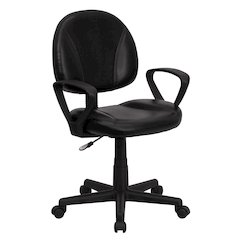 Mid-Back Black Swivel Task Office Chair with Back Depth Adjustment and Arms
