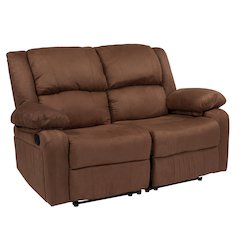 Chocolate Brown Microfiber Loveseat with Two Built-In Recliners