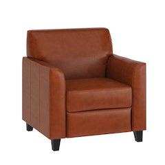 Cognac LeatherSoft Chair with Clean Line Stitched Frame