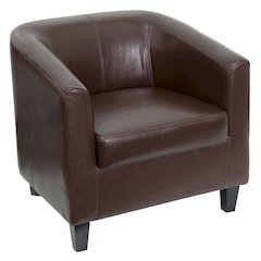 Brown LeatherSoft Lounge Chair with Sloping Arms