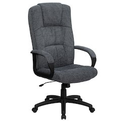 High Back Gray Fabric Executive Swivel Office Chair with Arms