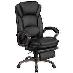 High Back Black LeatherSoft Executive Reclining Ergonomic Swivel Office Chair with Outer Lumbar Cushion and Arms
