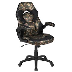 Gaming Chair Racing Office Ergonomic Computer PC Adjustable Swivel Chair with Flip-up Arms, Camouflage/Black LeatherSoft