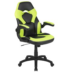 Gaming Chair Racing Office Ergonomic Computer PC Adjustable Swivel Chair with Flip-up Arms, Neon Green/Black LeatherSoft