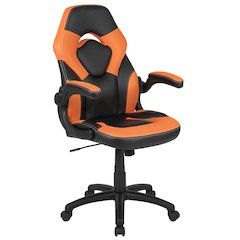 Gaming Chair Racing Office Ergonomic Computer PC Adjustable Swivel Chair with Flip-up Arms, Orange/Black LeatherSoft
