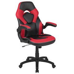 Gaming Chair Racing Office Ergonomic Computer PC Adjustable Swivel Chair with Flip-up Arms, Red/Black LeatherSoft