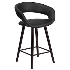 23.75'' High Contemporary Cappuccino Wood Counter Height Stool in Black Vinyl