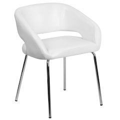 Contemporary White LeatherSoft Side Reception Chair