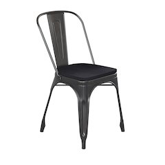 Black-Antique Gold Metal Indoor-Stackable Chair with Black Poly Resin Wood Seat