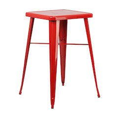Commercial Grade 23.75" Square Red Metal Indoor-Outdoor Bar Height Table