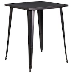 Commercial Grade 31.5" Square Black-Antique Gold Metal Indoor-Outdoor Bar Height Table
