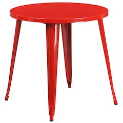 Commercial Grade 30" Round Red Metal Indoor-Outdoor Table