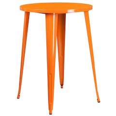 Commercial Grade 30" Round Orange Metal Indoor-Outdoor Bar Height Table