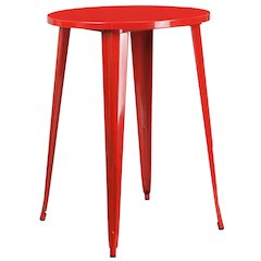Commercial Grade 30" Round Red Metal Indoor-Outdoor Bar Height Table