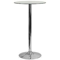 23.5'' Round Glass Table with 35.5''H Chrome Base