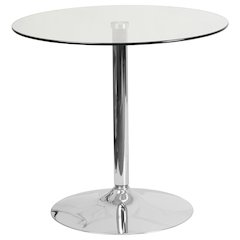 31.5'' Round Glass Table with 29''H Chrome Base