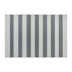 5' x 7' Grey & White Striped Handwoven Cabana Style Stain Resistant Area Rug