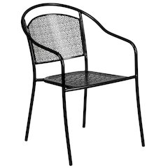 Commercial Grade Black Indoor-Outdoor Steel Patio Arm Chair with Round Back
