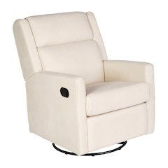 Manual Reclining Glider Swivel Chair, Cream