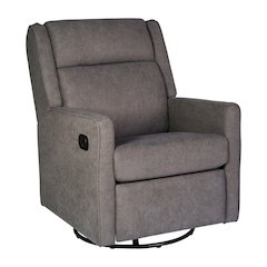 Manual Reclining Glider Swivel Chair, Dark Gray