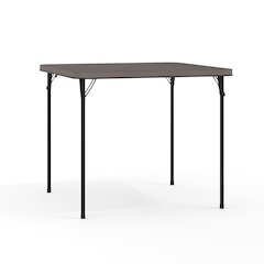 2.83-Foot Square Bi-Fold Dark Gray Plastic Folding Table with Carrying Handle
