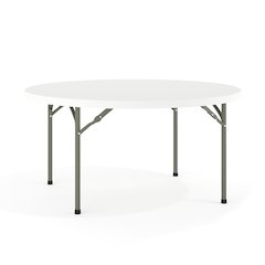 5-Foot Round Granite White Plastic Folding-Table