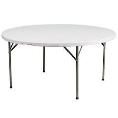 5Foot Round Granite White Plastic Folding Table