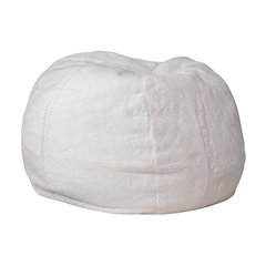 Small White Furry Refillable Bean Bag Chair for Kids and Teens