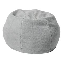 Dillon Small Gray Faux Sherpa Refillable Bean Bag Chair for Kids and Teens