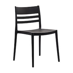 Bridgeport Stacking Patio Chair with Slatted Backrest in Black